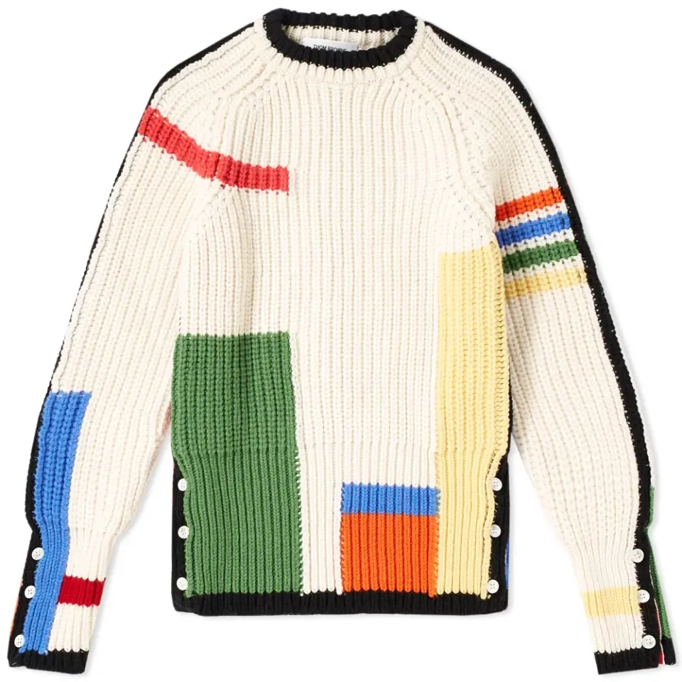 4 Bar Stripe Rib Merino Crew Knit