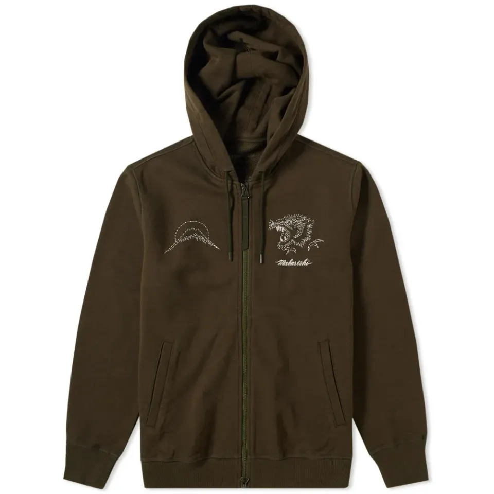 Stencil Tiger Chest Zip Hoody