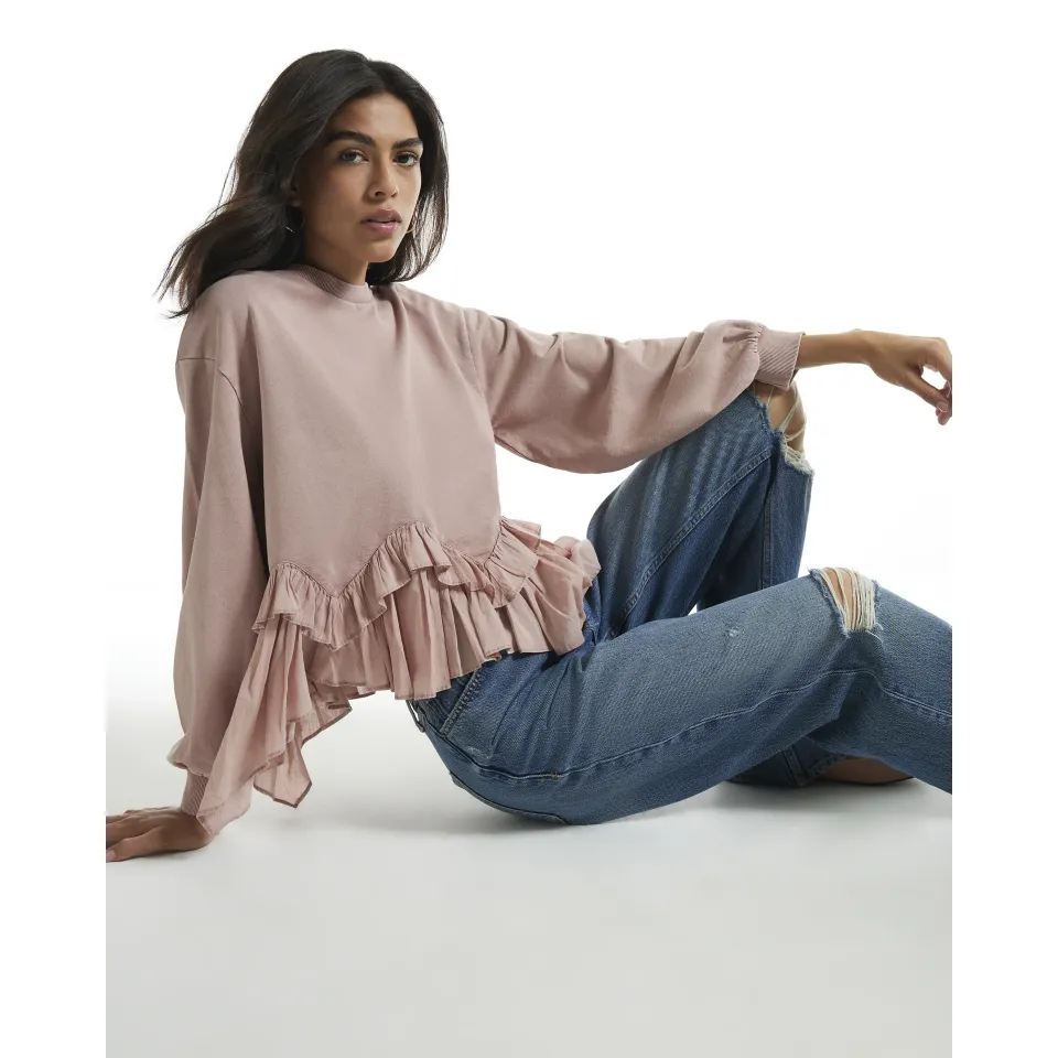 Ruffle Hem Sweatshirt