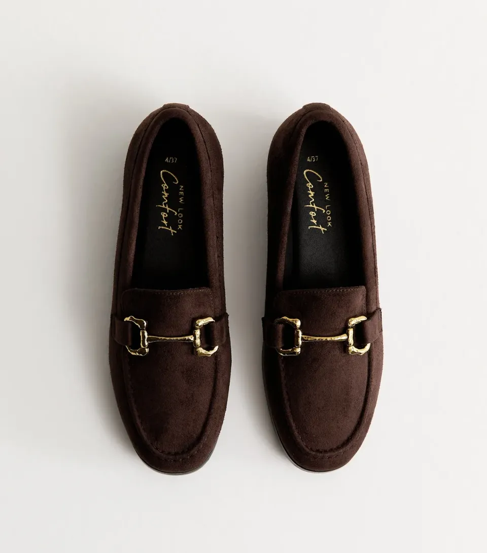 Women's Brown Faux Suede Snaffle Buckle Loafer