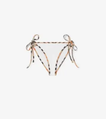 Check Trim Bikini Briefs in White - Women, Wool