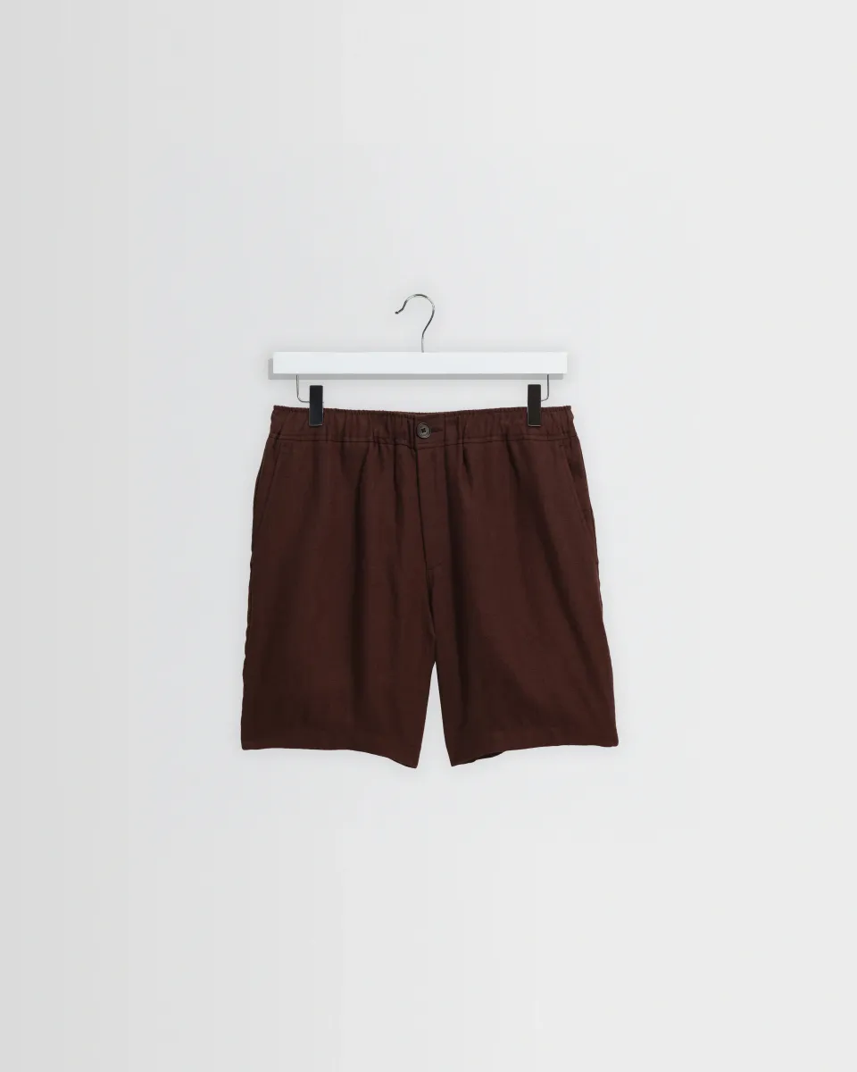 Kurt - Brown Washed Linen Shorts
