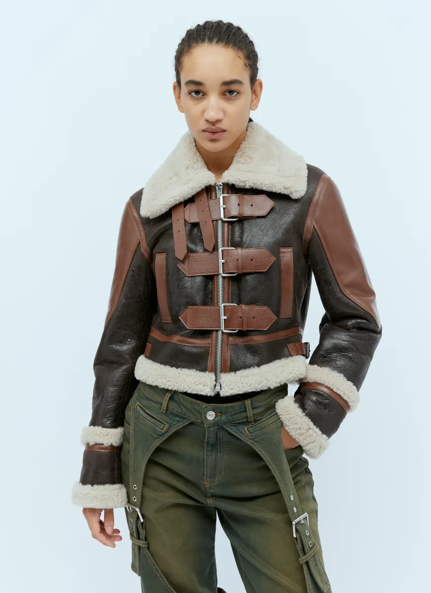 Belt Embellished Shearling Jacket