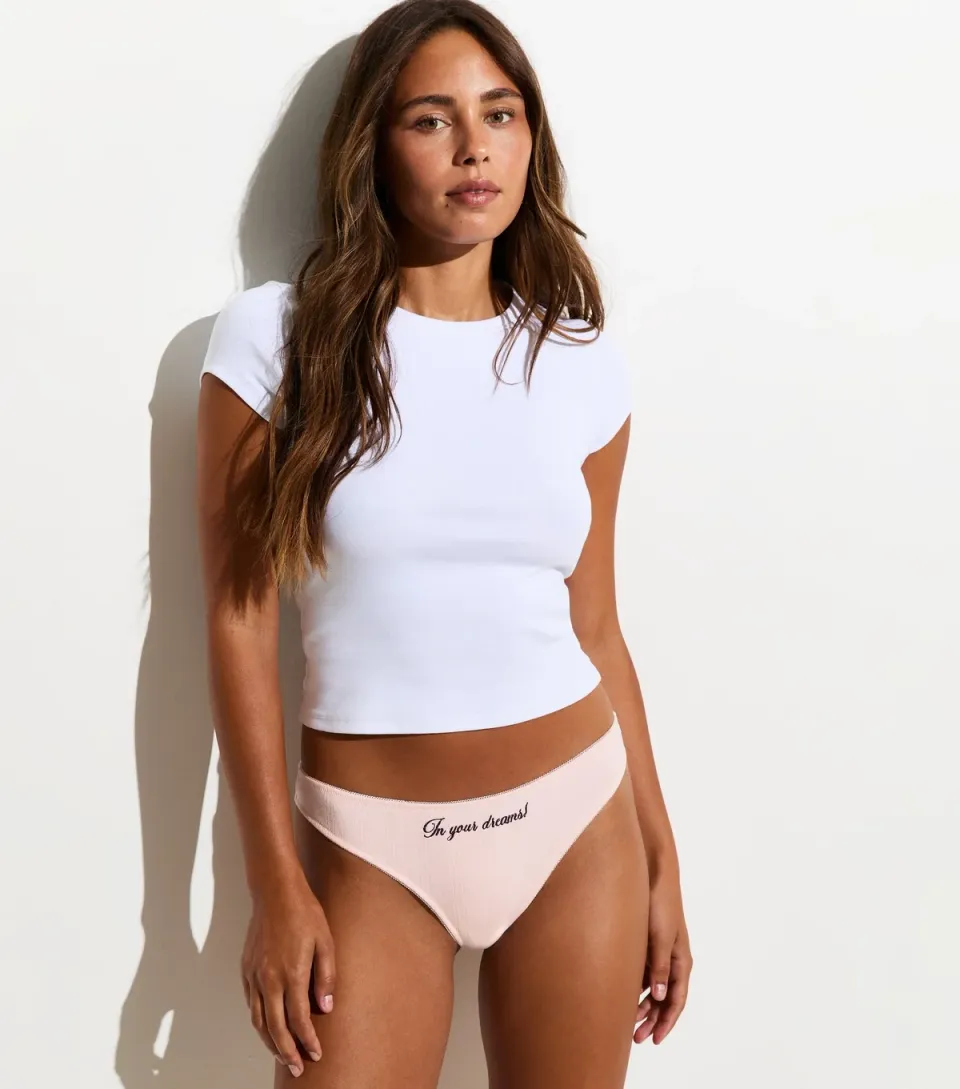 Women's Pink With Cotton In Your Dreams Pointelle Thong