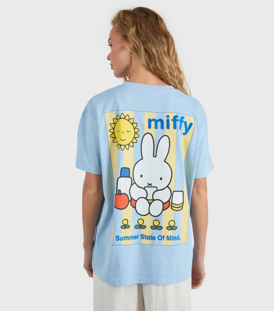 Women's Light Blue Miffy Summer State Printed T-Shirt