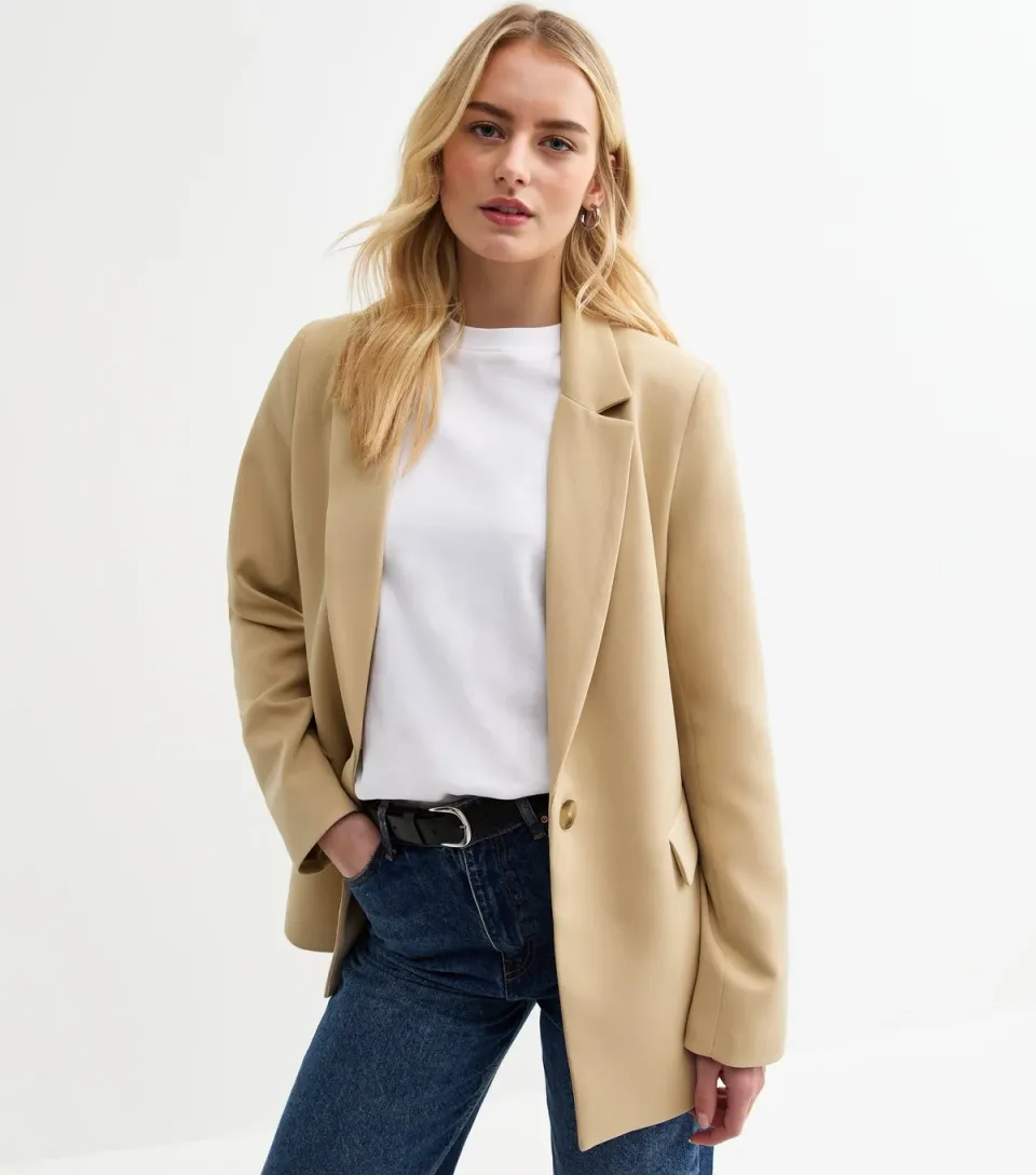 Women's Tall Camel Single Breasted Blazer