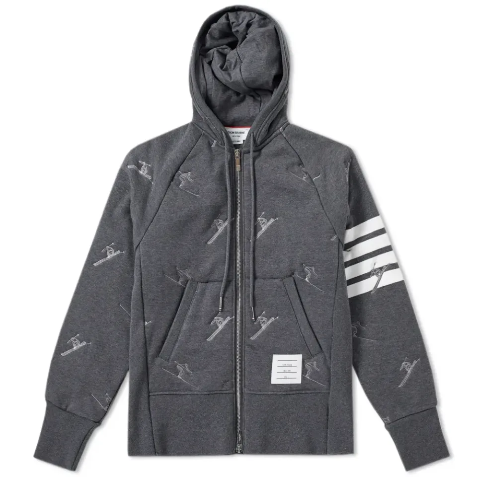 Skier Embroidery Quilted Hoody