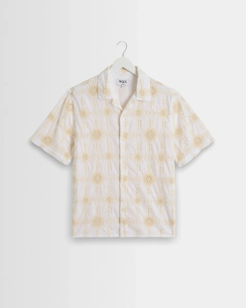 Didcot - White Corded Lace Short-Sleeve Shirt