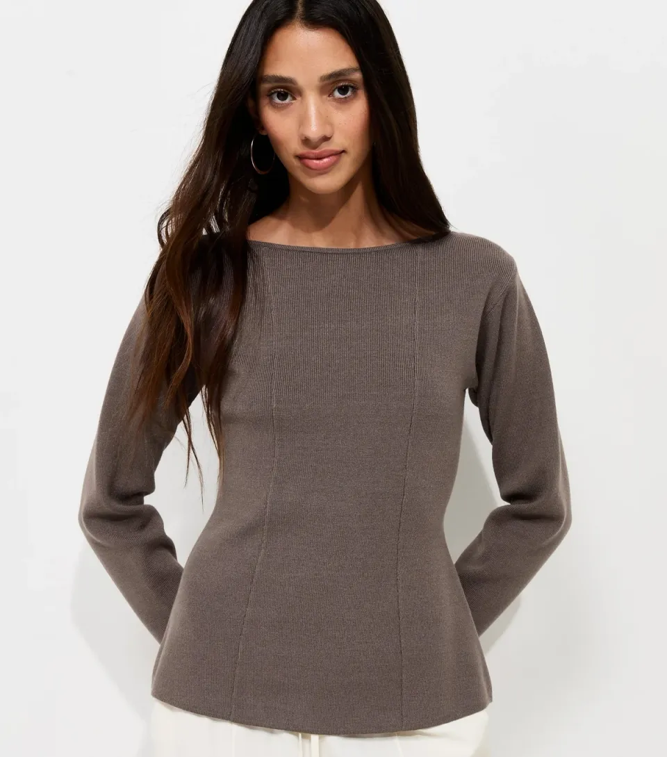 Women's Dark Mink Compact Knit Longline Jumper