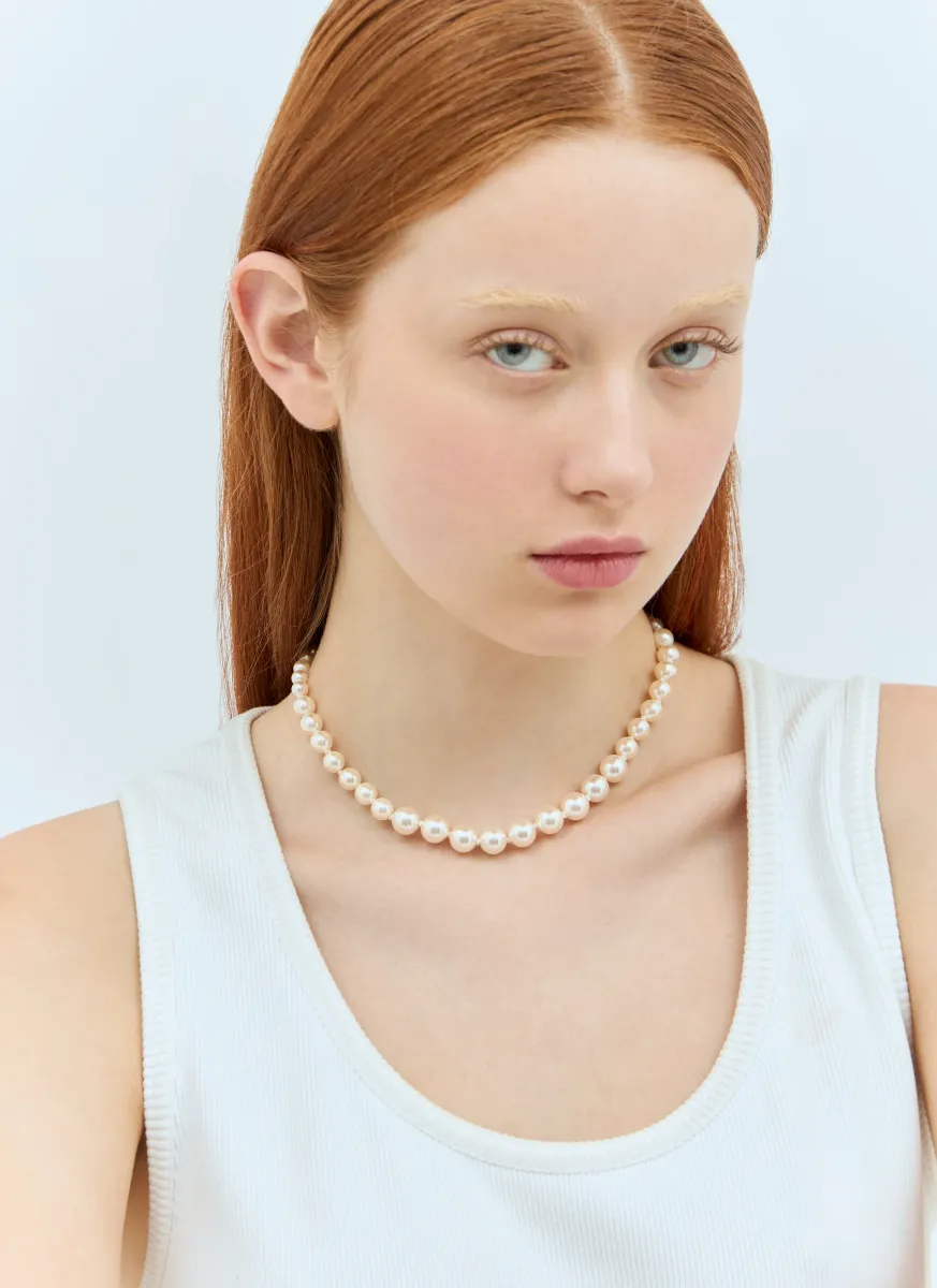 Leather And Glass Bead Necklace