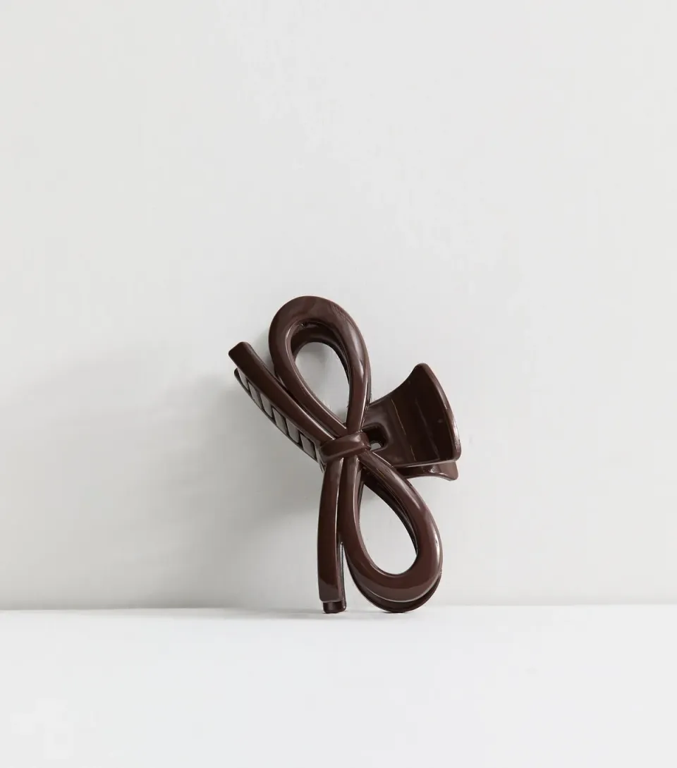Brown Bow Shape Hair Claw Clip