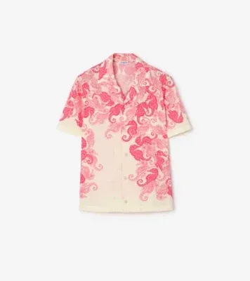 Relaxed Fit Seahorses Cotton Shirt in Honeysuckle pink