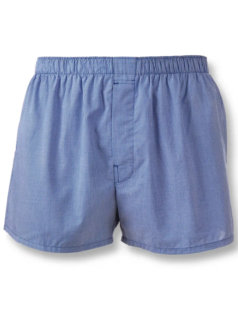 Pure Cotton Checked Woven Boxers Royal Blue
