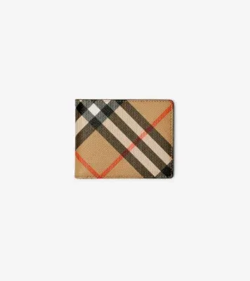 Check Slim Bifold Wallet in Sand beige - Men, Canvas
