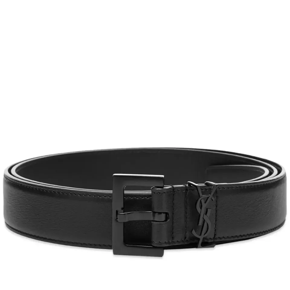 Metal Logo Leather Belt