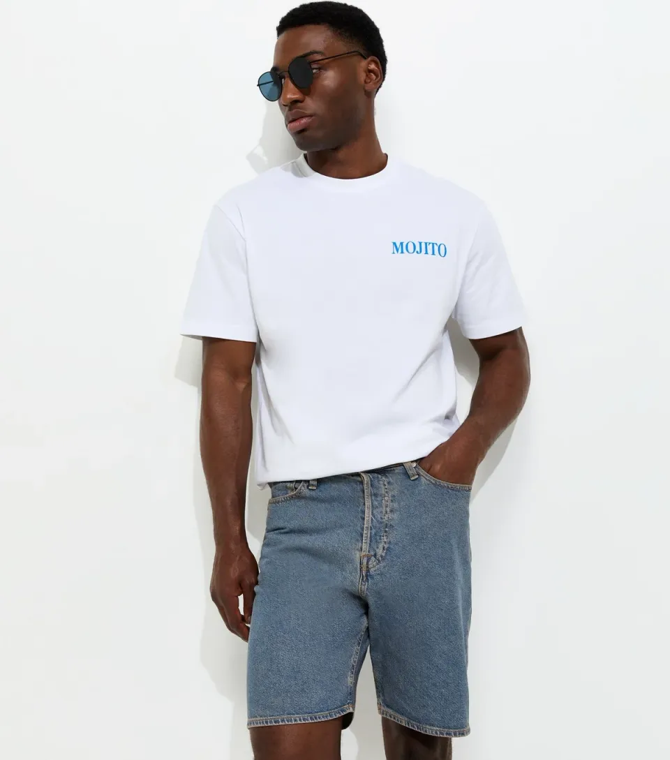 Men's Blue Regular Denim Shorts