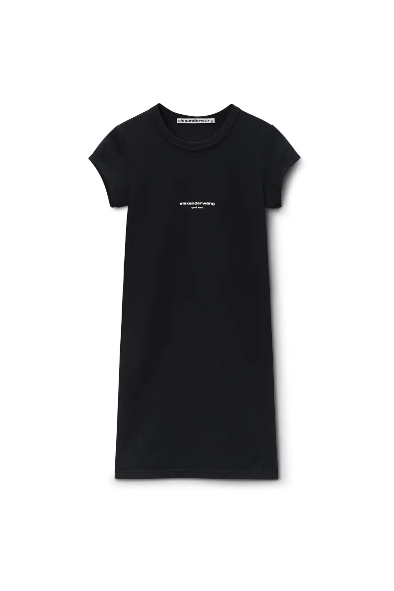 LOGO FITTED SHORT SLEEVE MINI DRESS