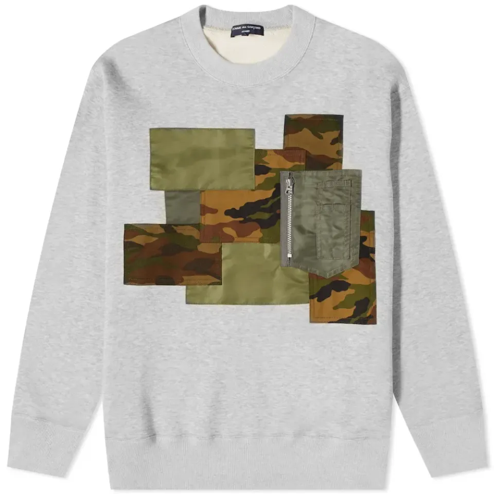 Mulit Patch Zip Pocket Crew Sweat