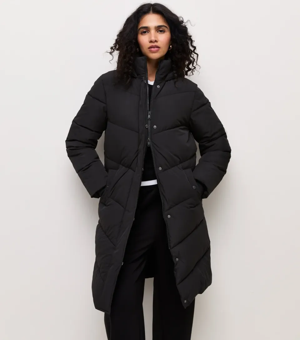 Women's Black Longline Puffer Jacket