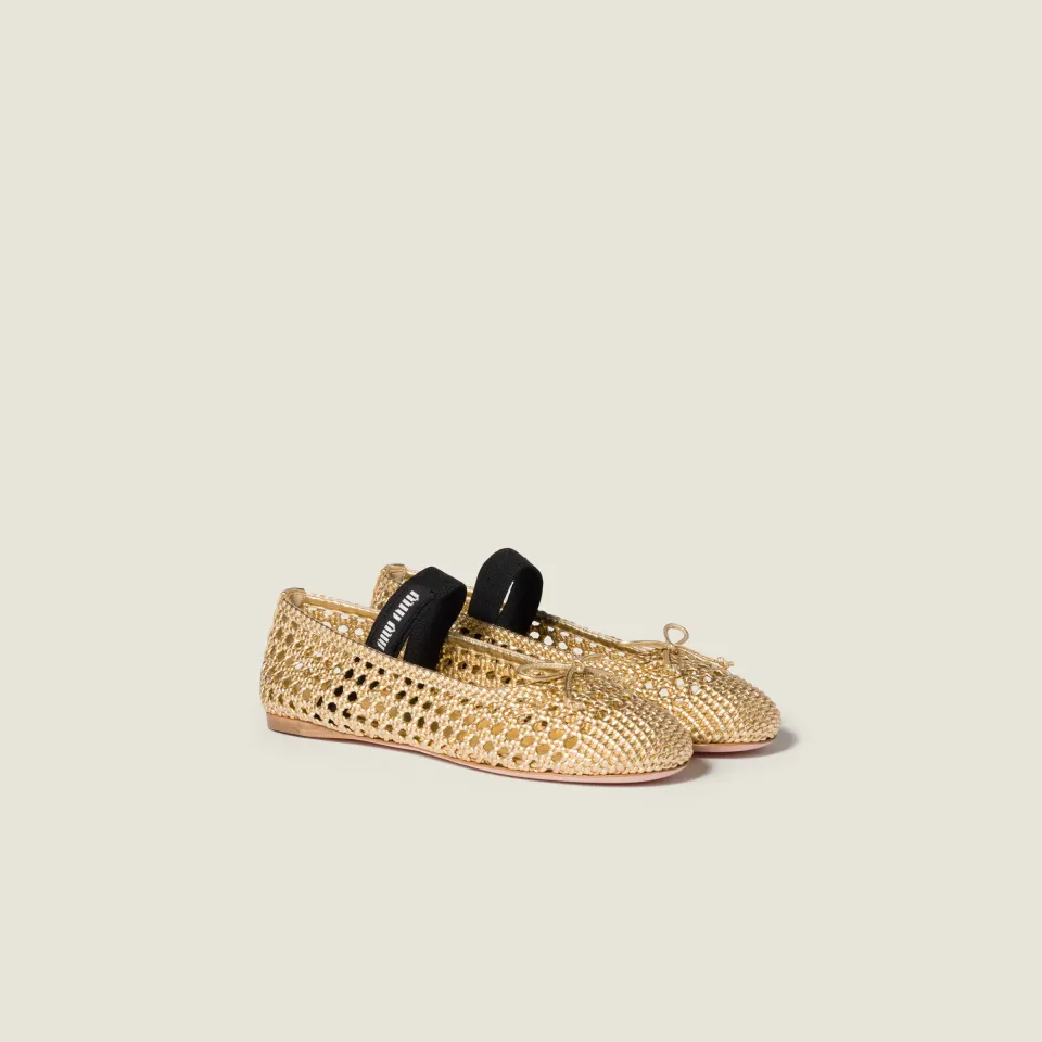Woven mordoré nappa leather ballerinas