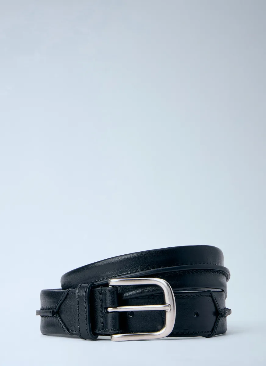 Embossead Seam Leather Belt
