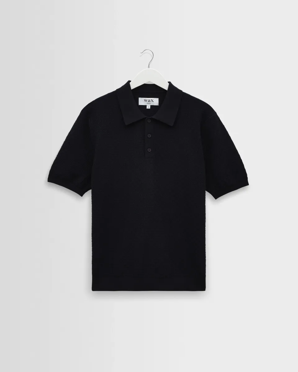 Naples - Navy Retro Diamond Knitted Polo