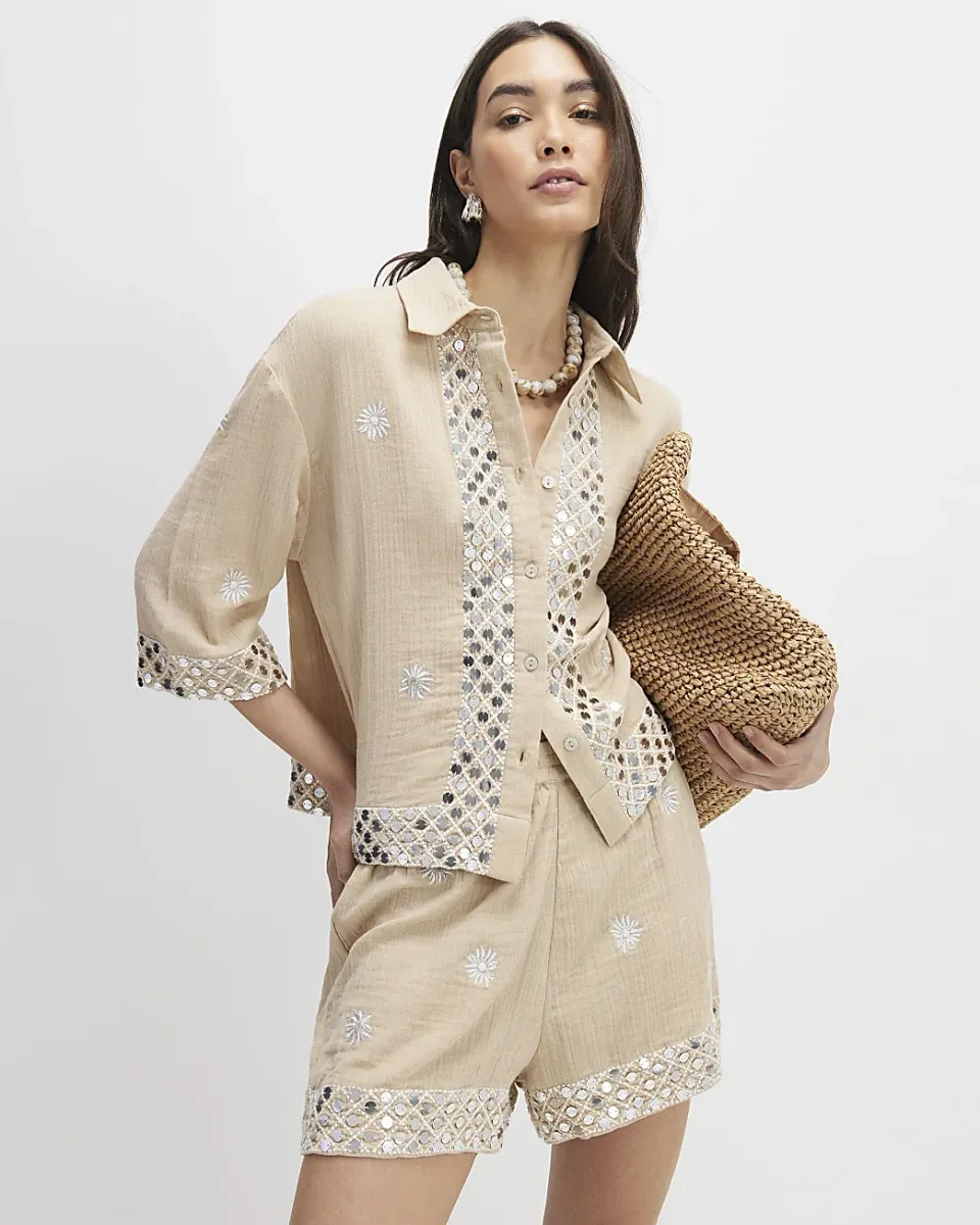 Sequin Embellished Floaty Shorts