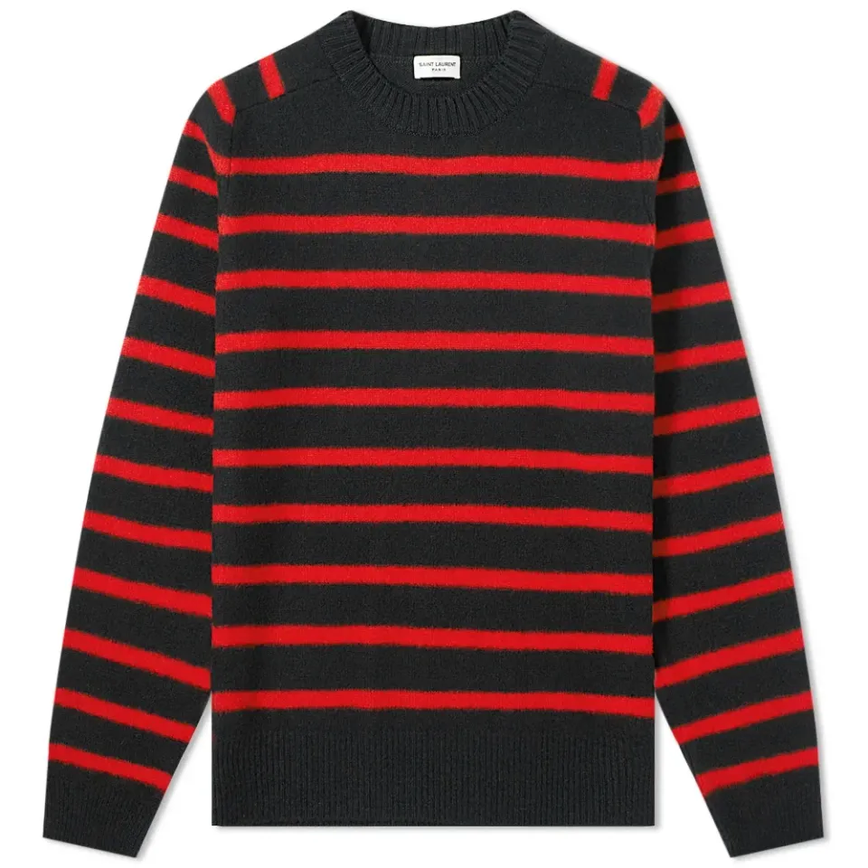 Wool Felt Stripe Crew Knit