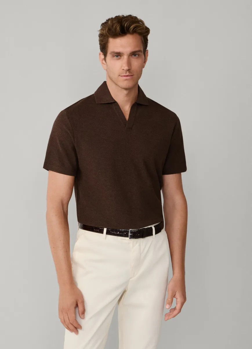 Classic Fit Short Sleeve Textured Knit Polo