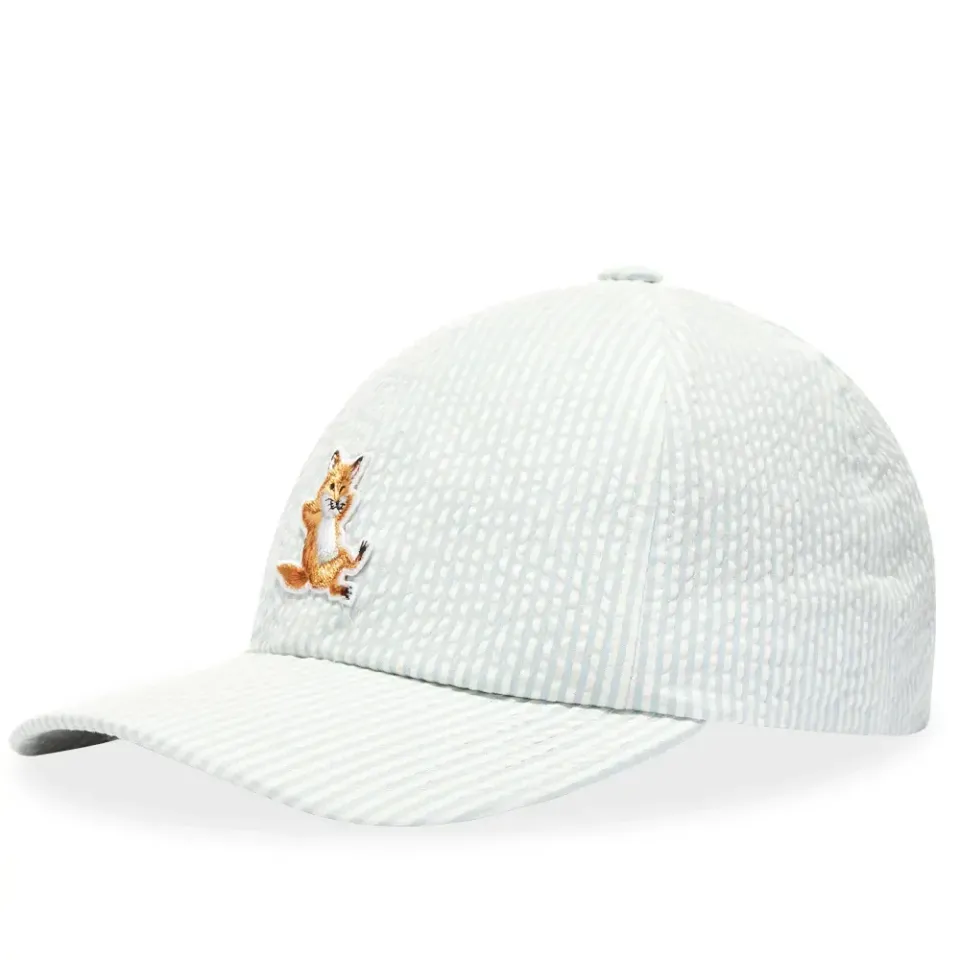 Maison Kitsuné Chillax Fox Seersucker 6 Panel Cap