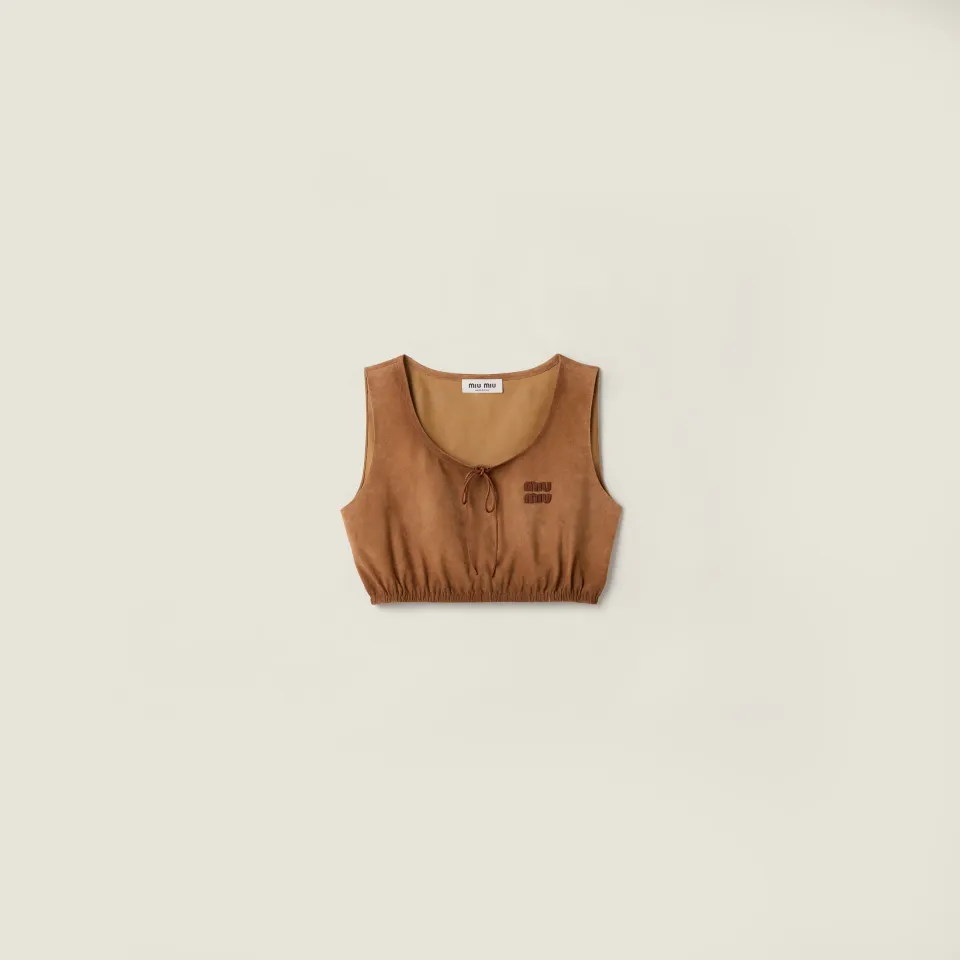 Waxed suede crop top