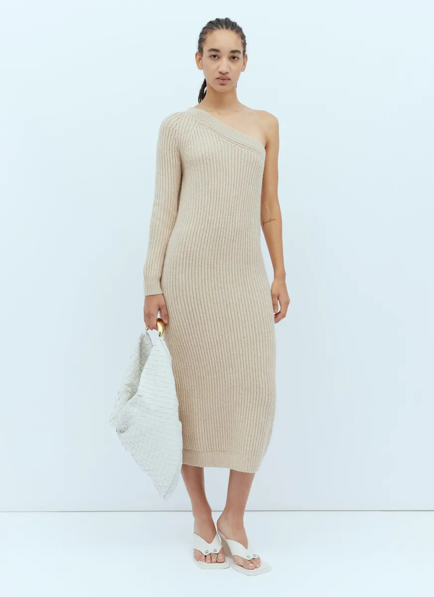 One-Sleeve Rib Maxi Dress