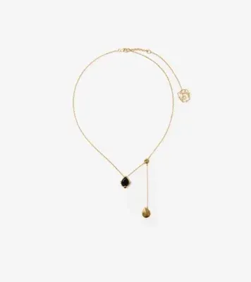 Onyx Shield Pendant Necklace in Gold/black/clear