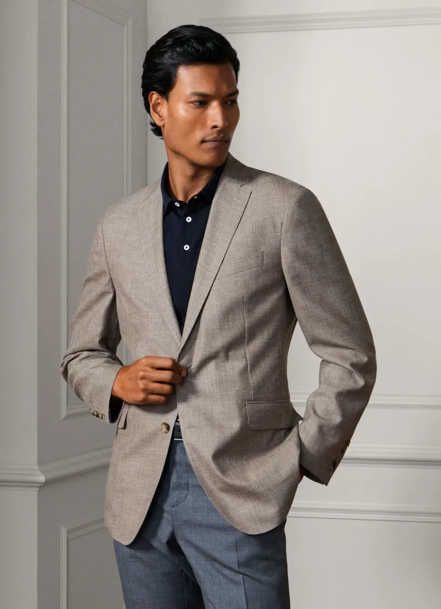 Wool Silk Hopsack Blazer - Woven In Italy