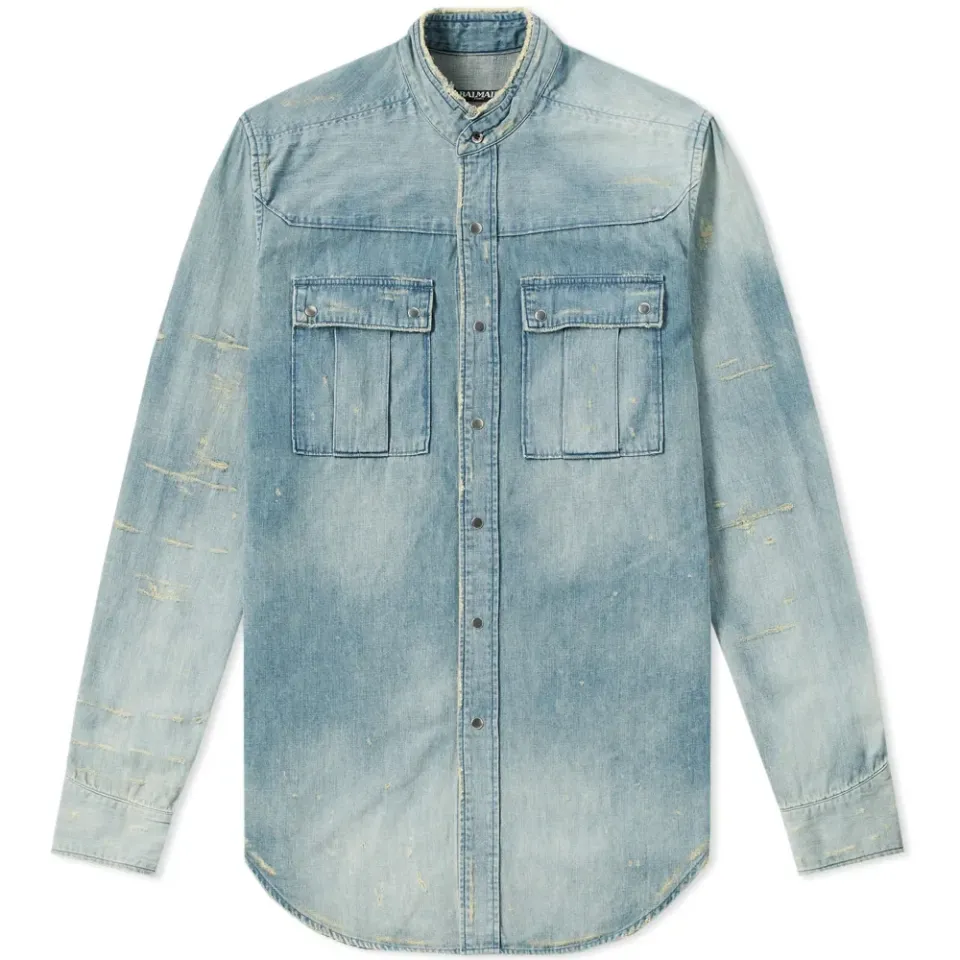 Destroyed Denim Shirt