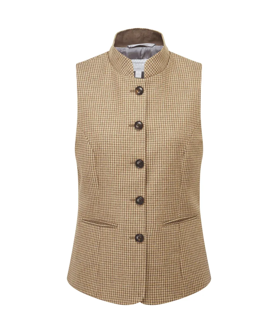 Millport Tweed Nehru Waistcoat - Houndstooth Tweed