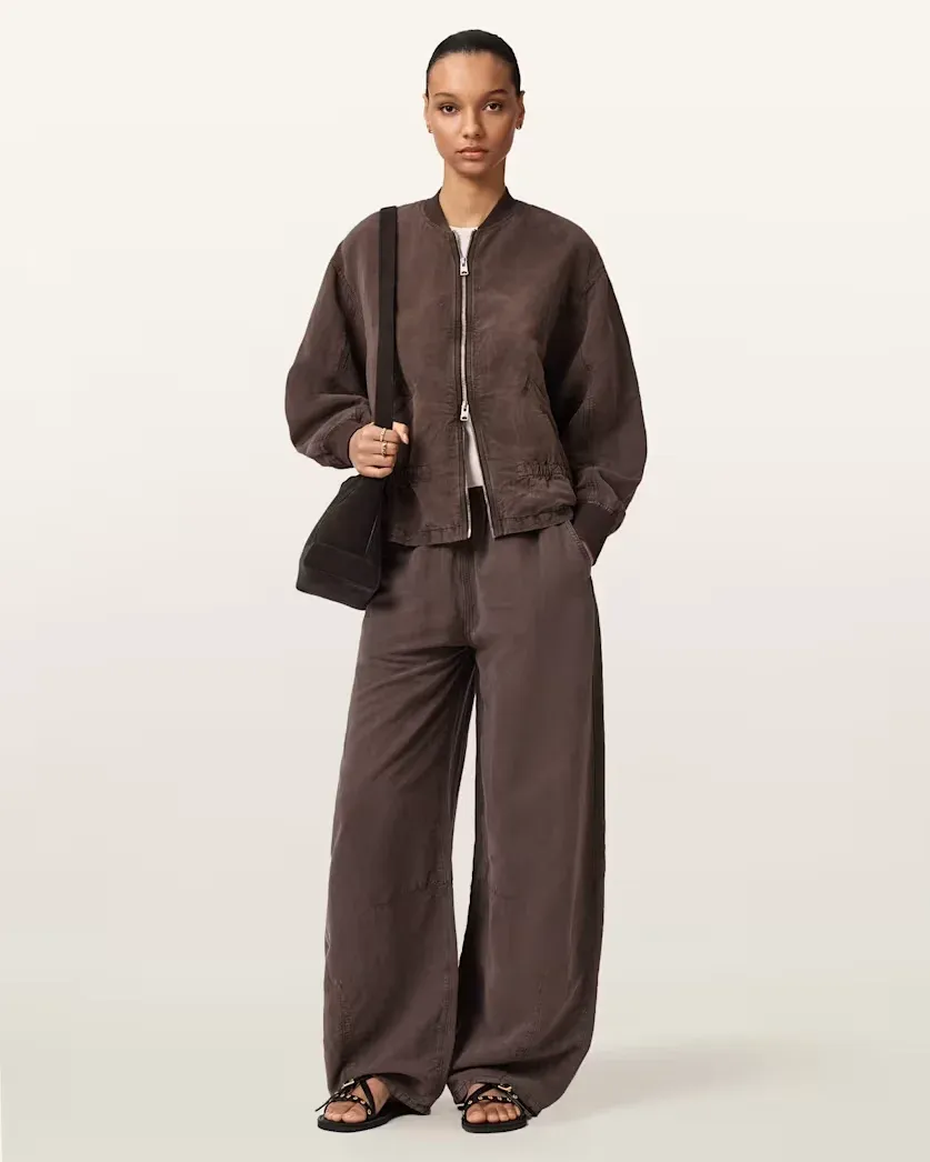 Sofi Linen Blend Drawstring Bomber Jacket