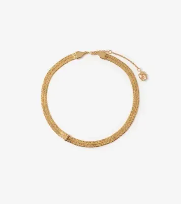 Engraved Check Necklace in Gold
