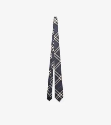 Check Silk Tie in Navy