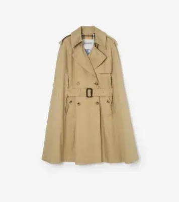Gabardine Belmont Trench Cape in Beige - Women, Cotton Gabardine