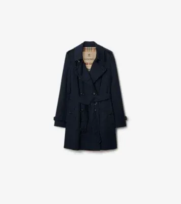 Short Chelsea Heritage Trench Coat in Coal blue - Women, Cotton Gabardine