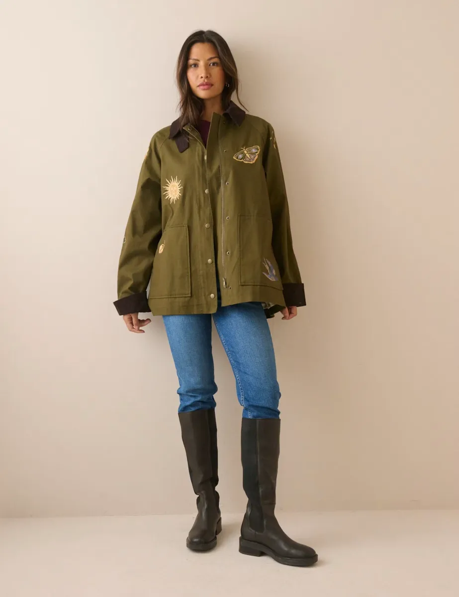 Trophy Barn Pure Cotton Embroidered Jacket