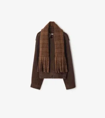 Detachable Scarf Wool Blend Jacket in Ginger brown