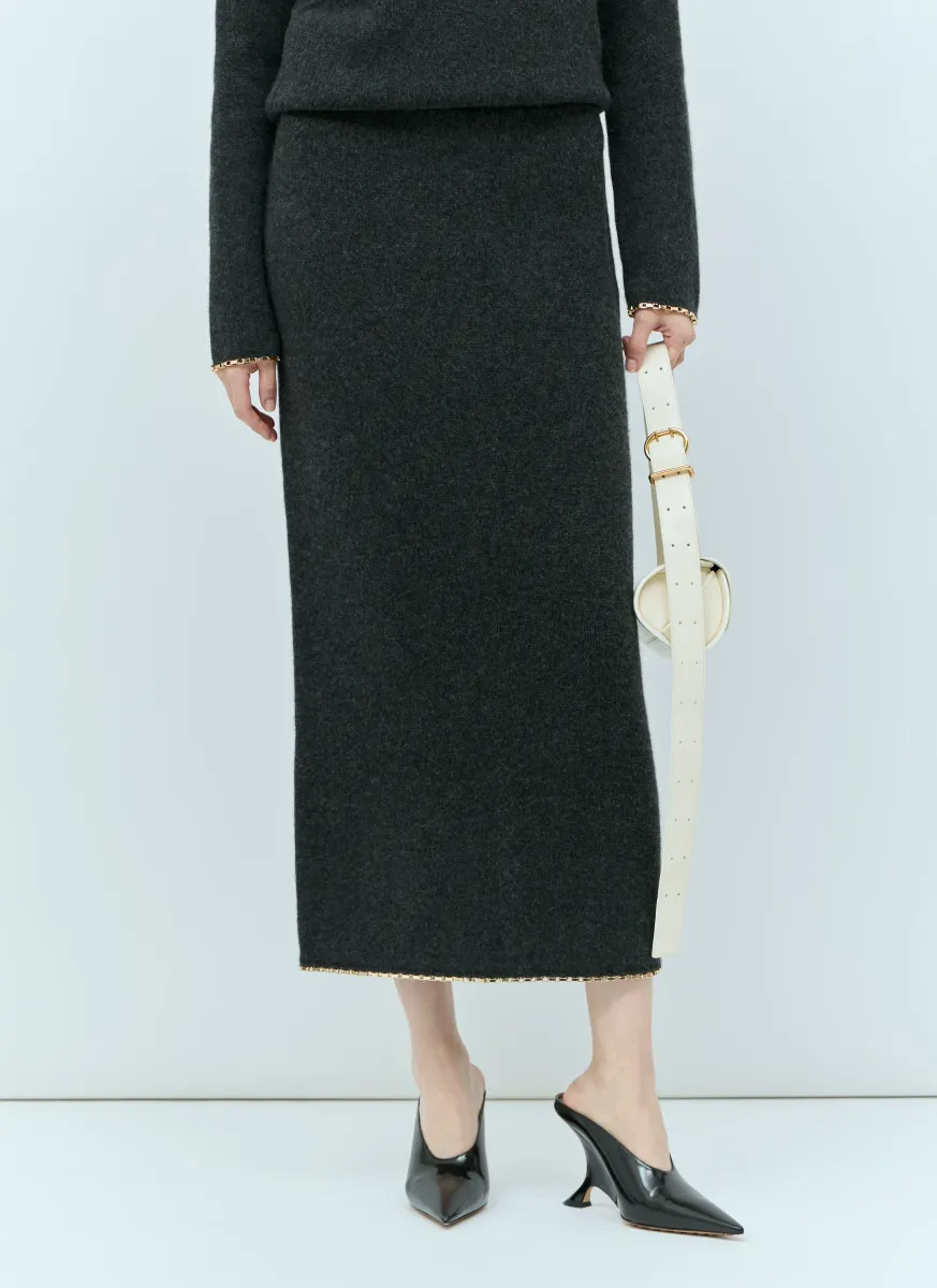 Chain-Edge Knit Skirt