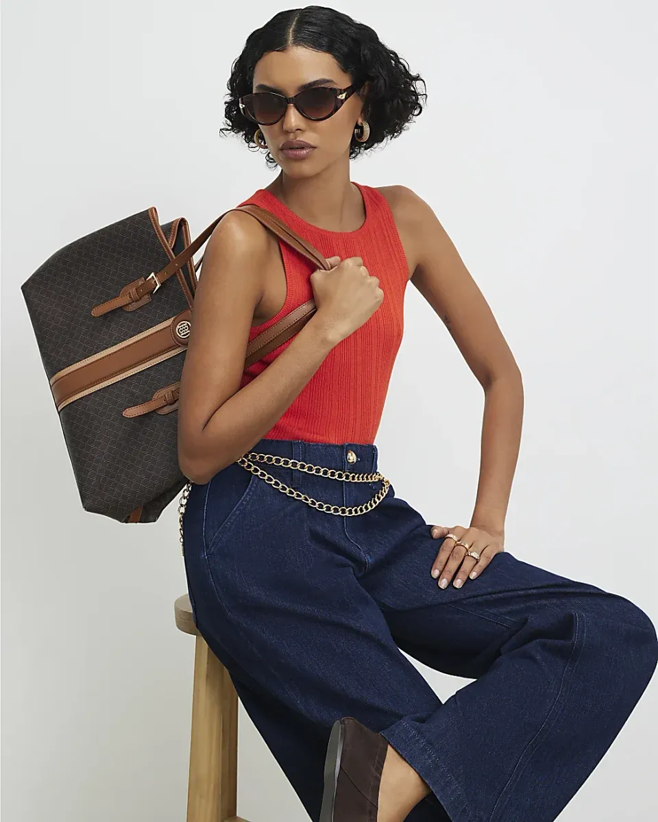 Stripe Panel Shopper Bundle Bag