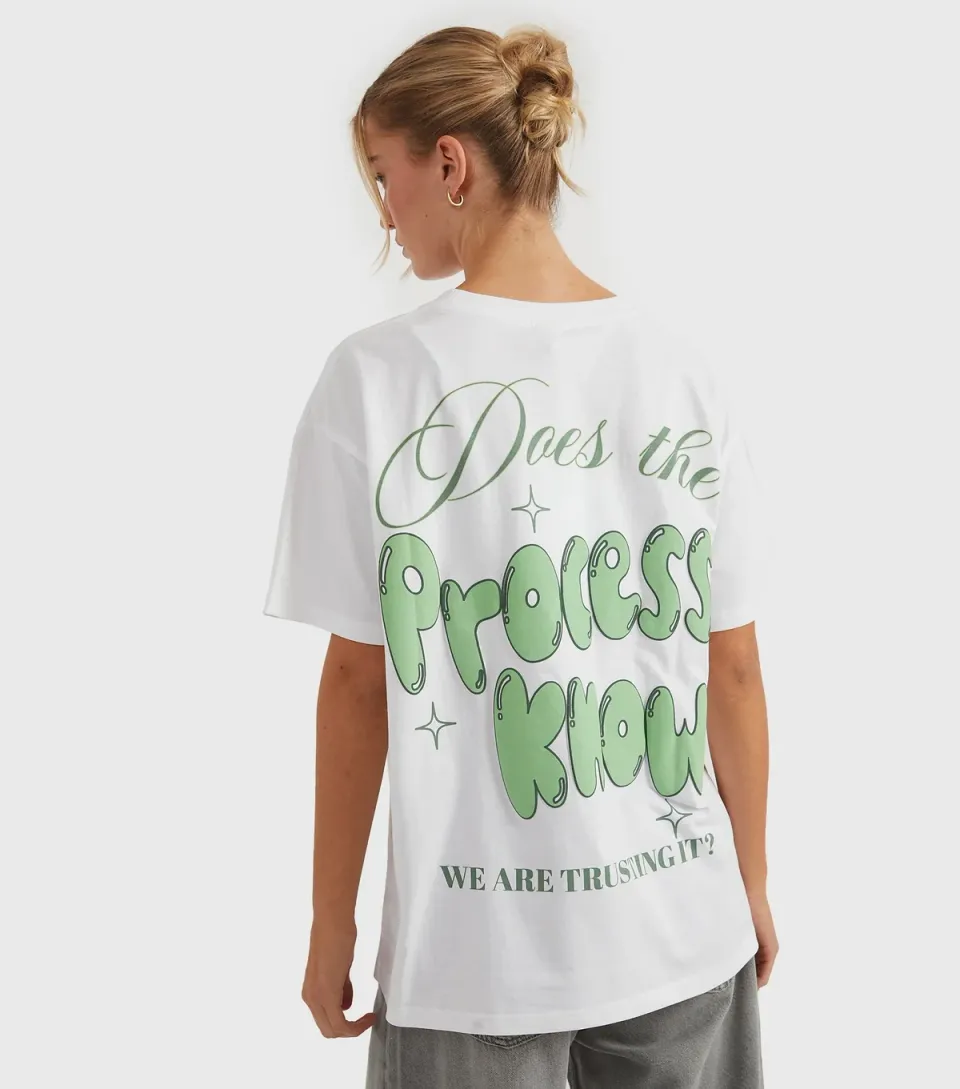 Women's White Does the Process Know T-Shirt