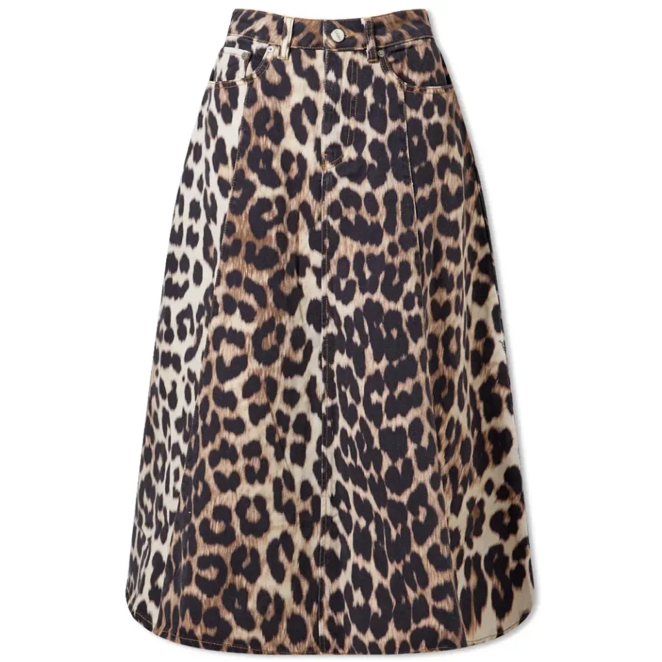 Print Leopard High Waist A-Line Skirt