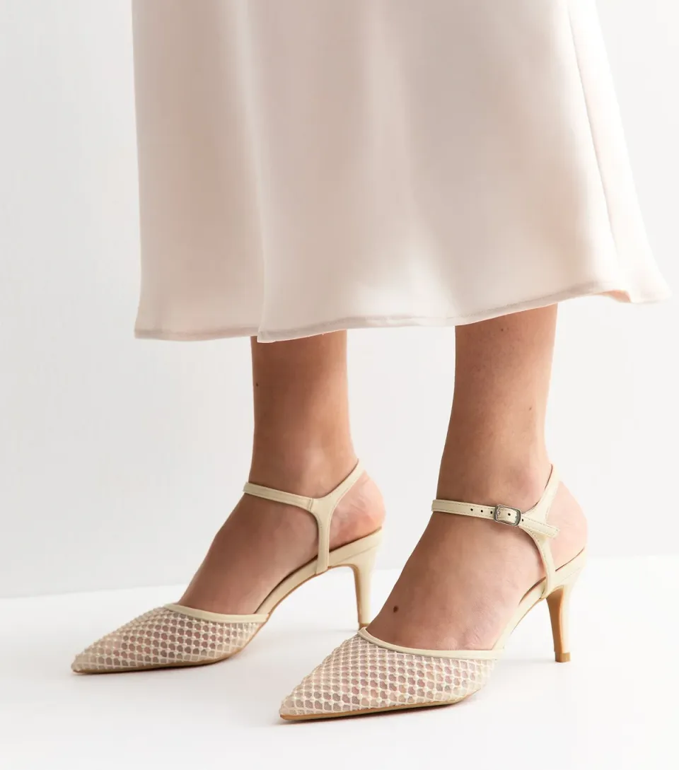 Women's Off White Faux Pearl Open Back Court Shoes Vegan
