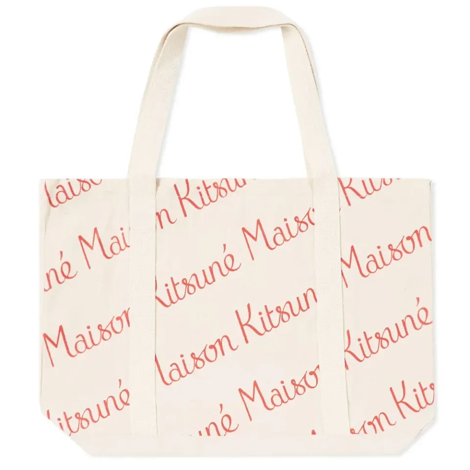 Maison Kitsuné Allover Print Shopping Bag