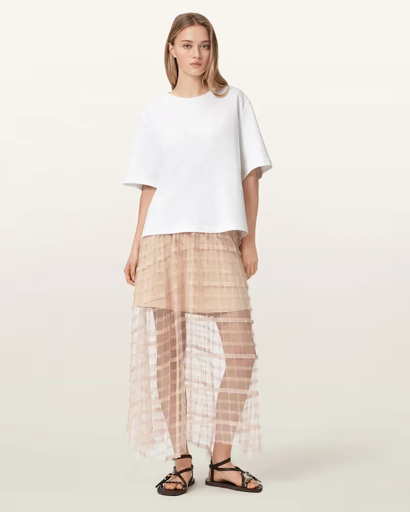 Celia Sheer Overlay Midi Skirt